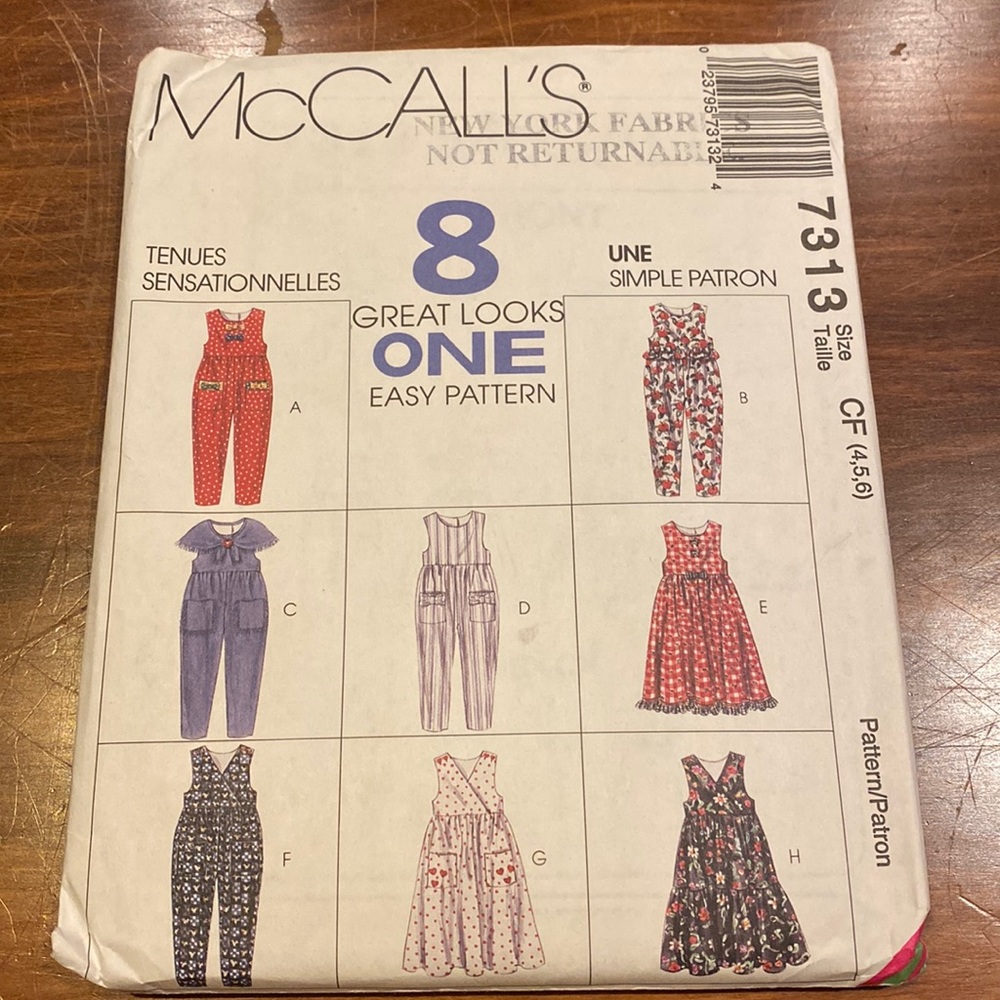 McCall’s 8 Dress Jumper Jumpsuit Scarf Easy Sewing Pattern #7313 4 5 6 Uncut NEW